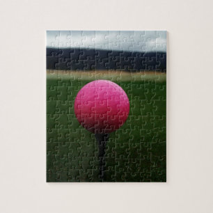 Pink Golf Ball on a mountain golf course Jigsaw Puzzle