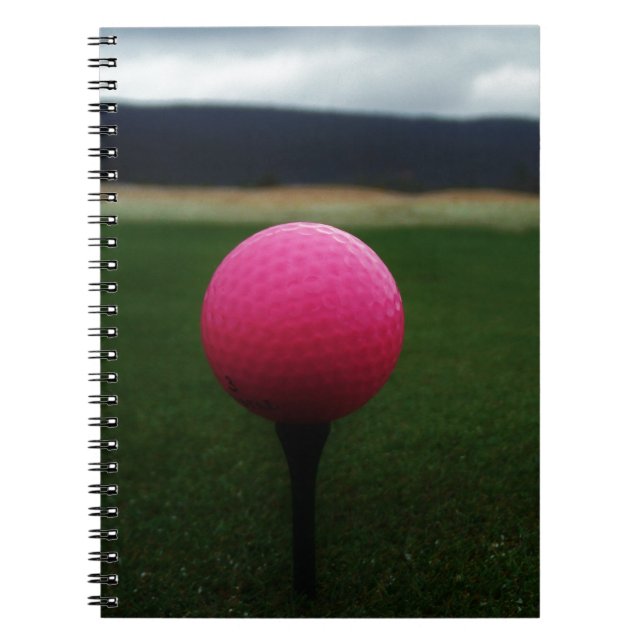 Pink Golf Ball on a mountain golf course Notebook (Front)
