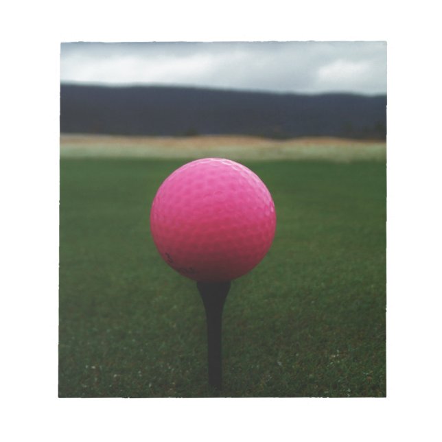 Pink Golf Ball on a mountain golf course Notepad (Front)