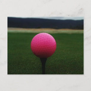 Pink Golf Ball on a mountain golf course Postcard