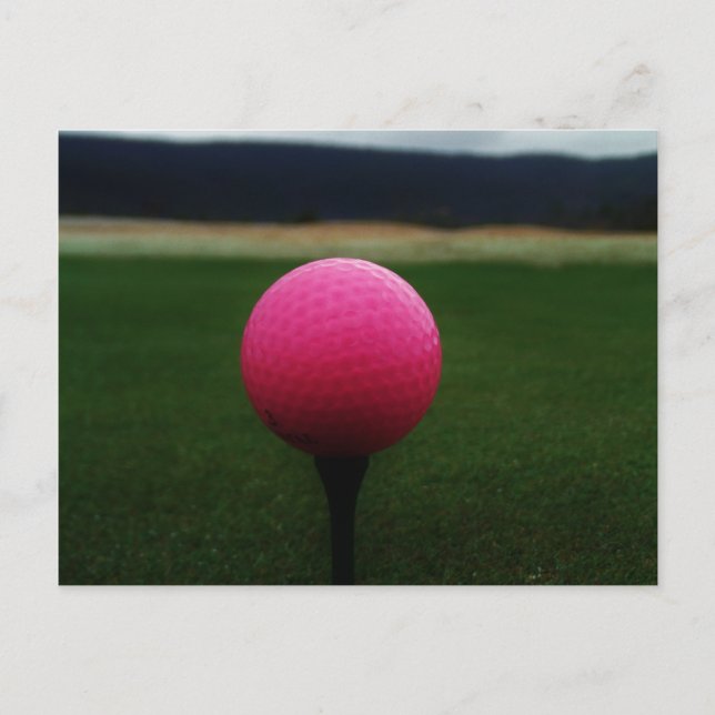 Pink Golf Ball on a mountain golf course Postcard (Front)
