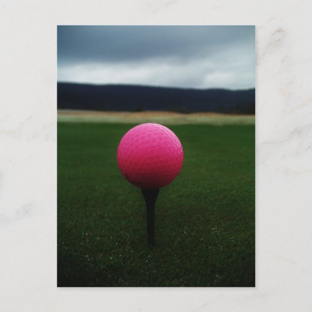 Pink Golf Ball on a mountain golf course Postcard (Front)
