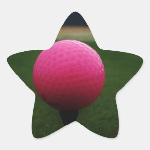 Pink Golf Ball on a mountain golf course Star Sticker