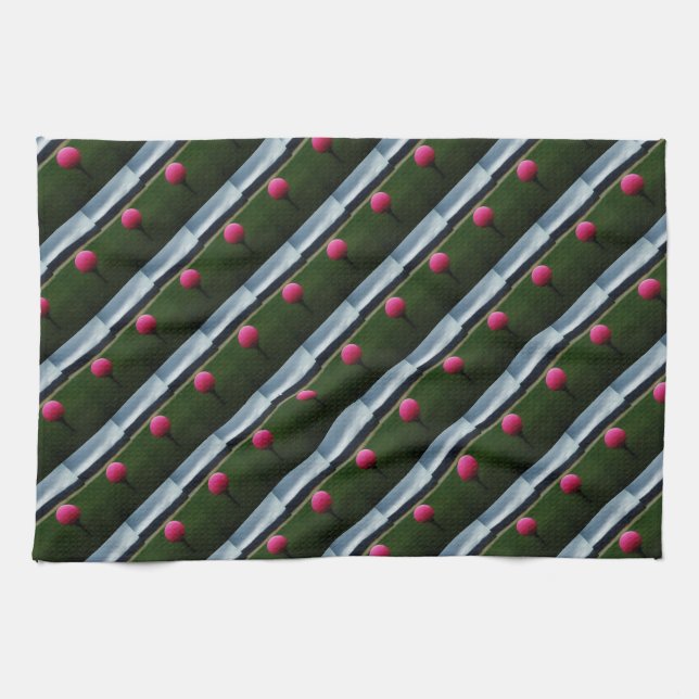 Pink Golf Ball on a mountain golf course Tea Towel (Horizontal)