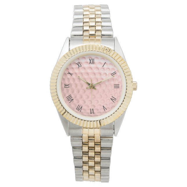 Pink Golf Ball Sport Roman Numerals Watch (Front)