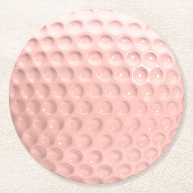 Pink Golf Ball Sport Round Paper Coaster (Front)