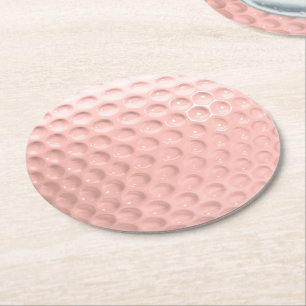 Pink Golf Ball Sport Round Paper Coaster