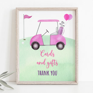 Pink Golf Birthday Cards and Gifts Sign