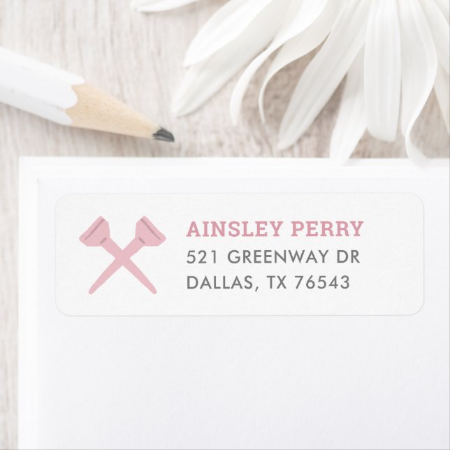 Pink Golf Birthday Party Return Address (Insitu)