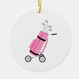 Pink Golf Caddy Ceramic Tree Decoration