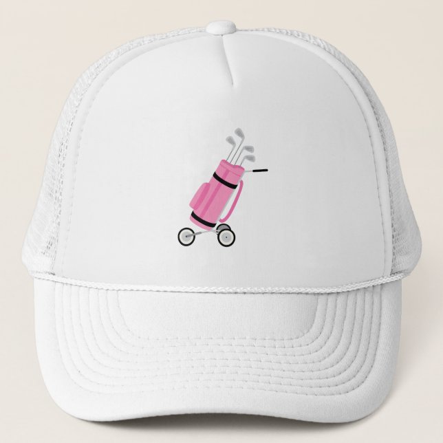 Pink Golf Caddy Trucker Hat (Front)