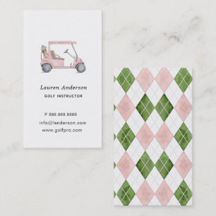 Pink Golf Cart and Bag Golf pro or Instructor Business Card