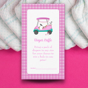 Pink Golf Cart Baby Supplies Baby Shower Diaper Enclosure Card