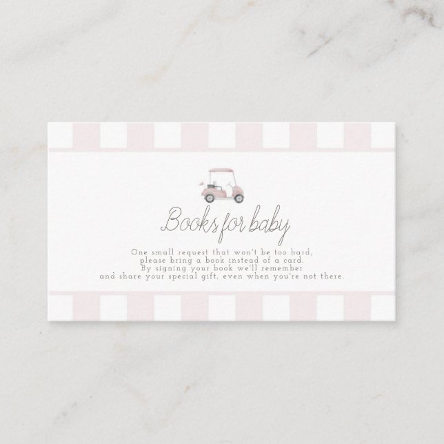 Pink golf cart books for baby enclosure card (Front)