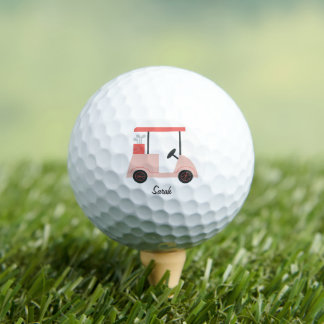 Pink Golf Cart Breast Cancer Awareness Personalise Golf Balls