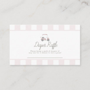 Pink golf cart diaper raffle enclosure card