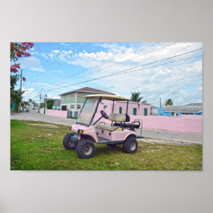 Pink Golf Cart in the Bahamas Poster