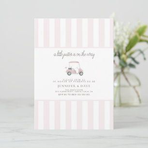 Pink golf cart little putter on the way  invitation