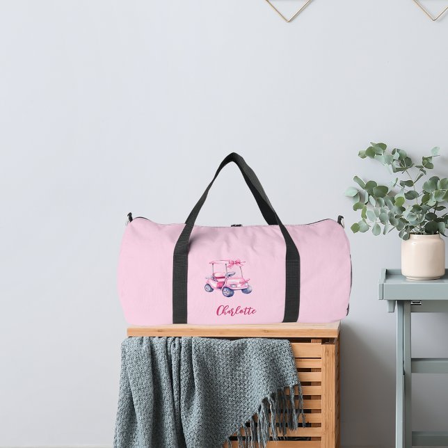Pink golf cart name duffle bag (Creator Uploaded)