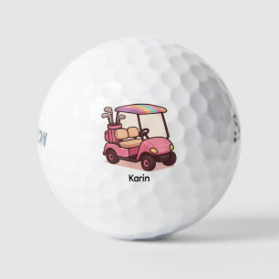 Pink Golf Cart Personalised Balls