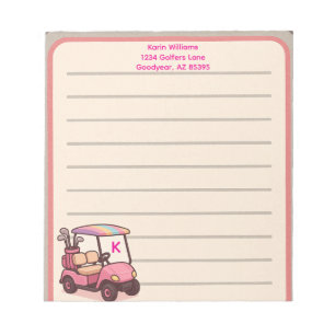 Pink Golf Cart Personalised Notepad