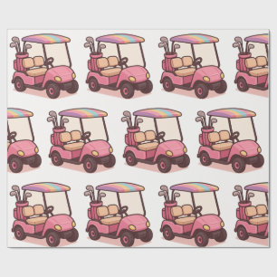 Pink Golf Cart Wrapping Paper