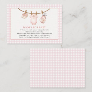 Pink Golf Clothesline Books For Baby Shower Enclosure Card