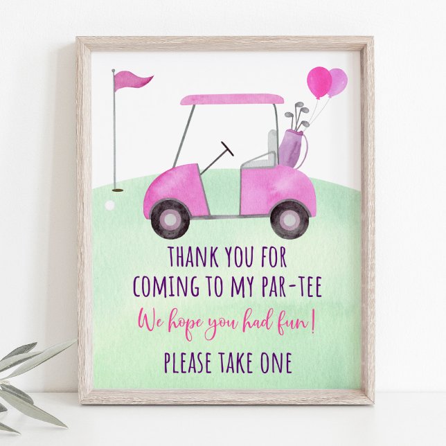 Pink Golf First Birthday Par-tee Favour Sign (Creator Uploaded)