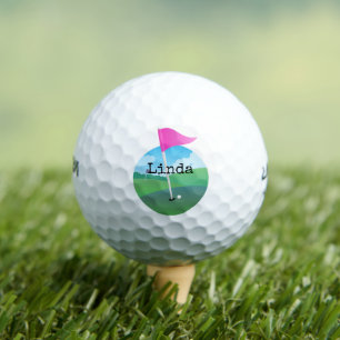 Pink Golf Flag Illustration Golf Balls