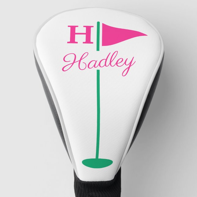 Pink Golf Flag Monogram Name Head Cover (Creator Uploaded)