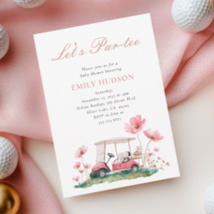 Pink Golf Floral Baby Shower Invitation