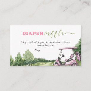 Pink Golf Girl Baby Shower Diaper Raffle  Enclosure Card
