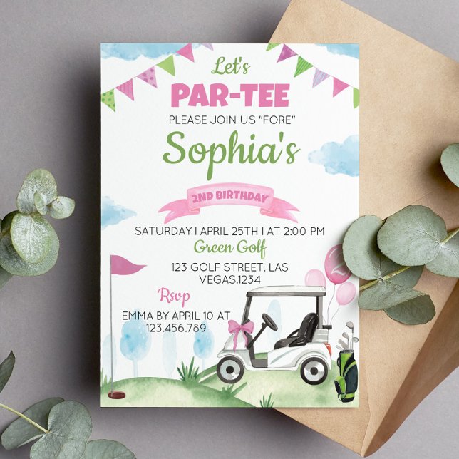 Pink Golf Girl Birthday Party Invitation Any Age (Creator Uploaded)