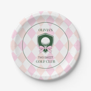Pink Golf Hole in One Girl Sports 2nd Birthday Paper Plate