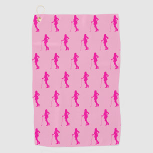 Pink Golf Lady Silhouette Golf Towel