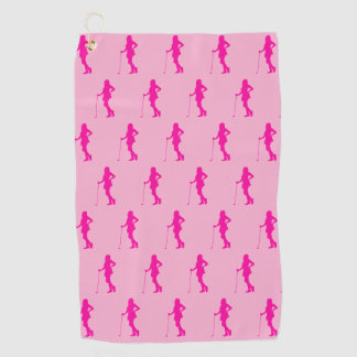 Pink Golf Lady Silhouette Golf Towel