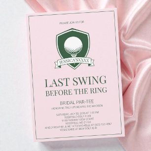 Pink Golf Last Swing Before the Ring Bridal Party Invitation