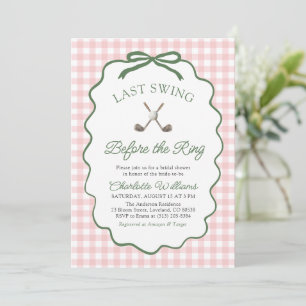 Pink Golf Last Swing Before the Ring Bridal Shower Invitation