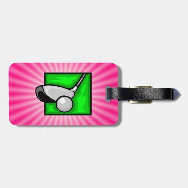 Pink Golf Luggage Tag (Back Horizontal)