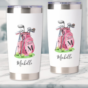 Pink Golf Monogram Insulated Tumbler