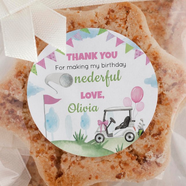Pink Golf Party Labels Birthday Baby Shower (Creator Uploaded)