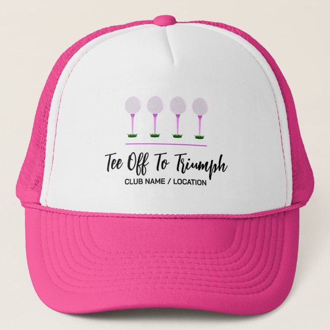 Pink Golf Tees Woman Ladies Golf Hat (Front)