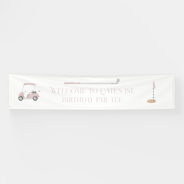 Pink golf theme welcome birthday sign (Horizontal)