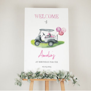 Pink Golf Theme Welcome Poster