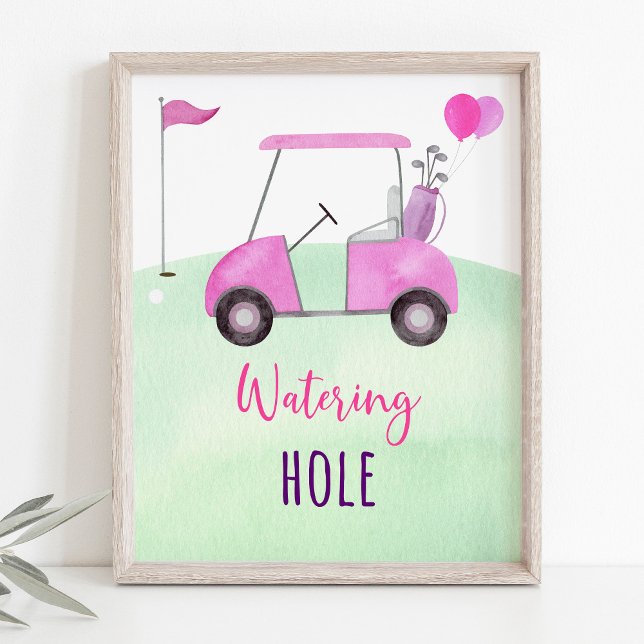 Pink Golf Watering Hole Birthday Sign (Creator Uploaded)