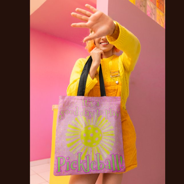 Pink Good Day To Play Pickleball  Tote Bag (Very fun tote for all your gear!)