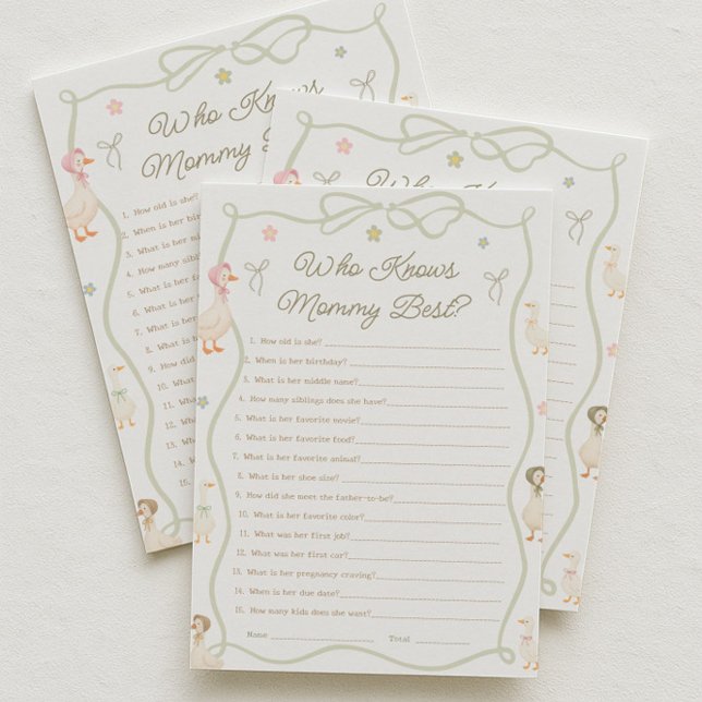 Pink Goose Baby Shower Who Knows the Mommy Best  Invitation (Creator Uploaded)