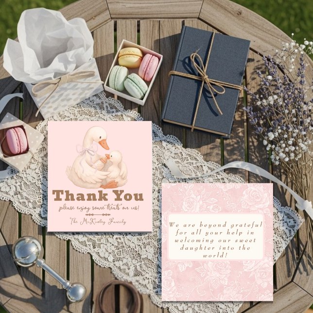 Pink Goose Labor Delivery NICU Hospital Thank Thank You Card (Pink Goose Labor Delivery NICU Hospital Thank Thank You Card)