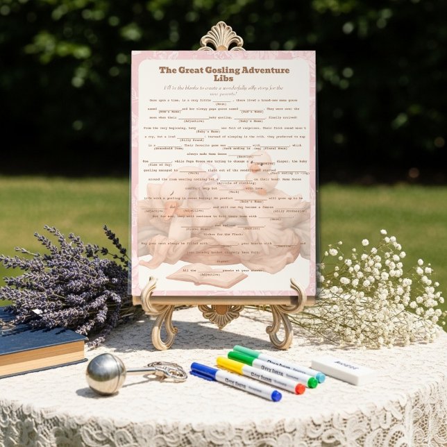 Pink Goose Libs Baby Shower Group game Acrylic Sign (Pink Goose Libs Baby Shower Group game Acrylic Sign)