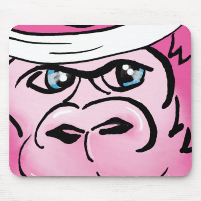 Pink Gorilla with Sweatband Mouse Mat (Front)